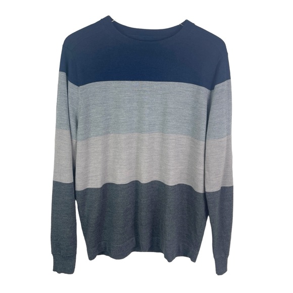 Nordstrom Tech-Smart Merino Wool CoolMax Blend Colorblock Crewneck Sweater - Picture 1 of 7